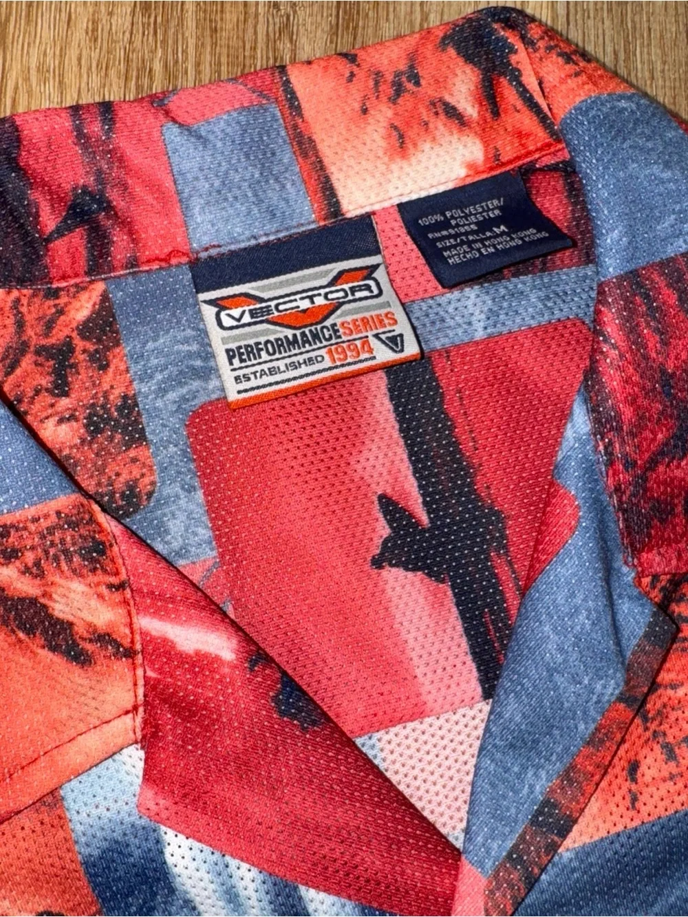 JNCO-like Vector Geometric Short Sleeve Button Up Red/Green Mens M/L Bundle Polo